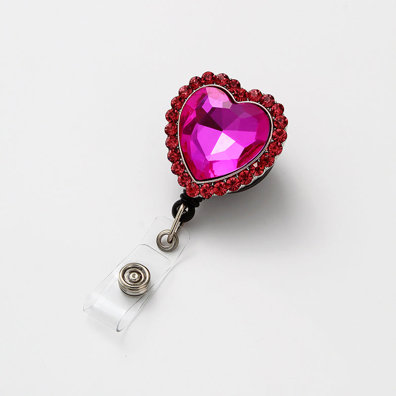 Llavero de aleación telescópica de diamante en forma de corazón al por mayor